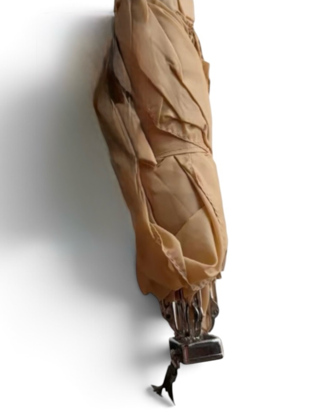 Vintage Knirps Compact Folding Umbrella with Sleeve Taupe Beige 1970s
